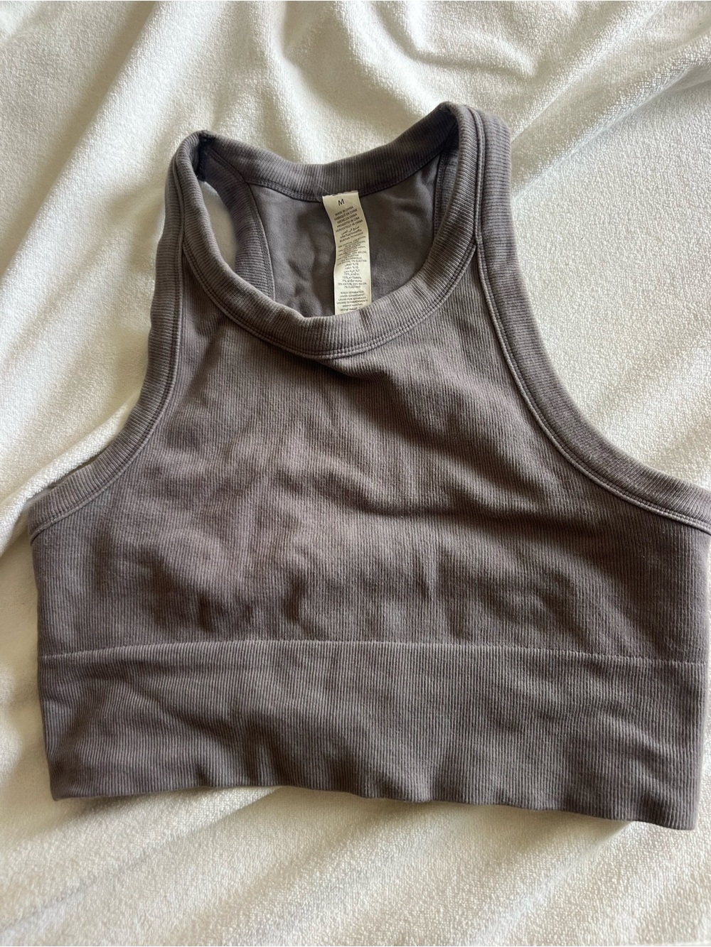 ALO Yoga Ribbed High-Neck Crop Tank - Charcoal Gray